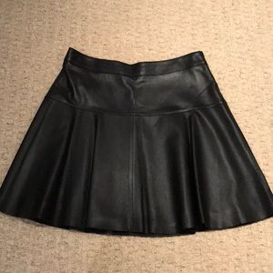 Black genuine leather skirt